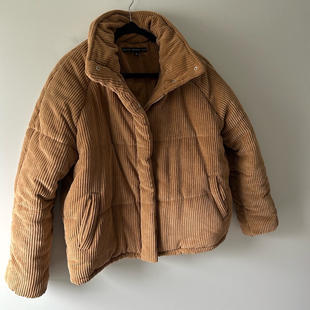 Hyfve Hyfve Hyfve brown textured puffer jacket - Picture 2 of 5
